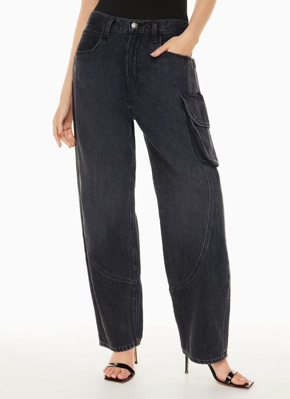 Agolde Cass Baggy Cargo Jean US 29 Black Denim 100% Organic Cotton